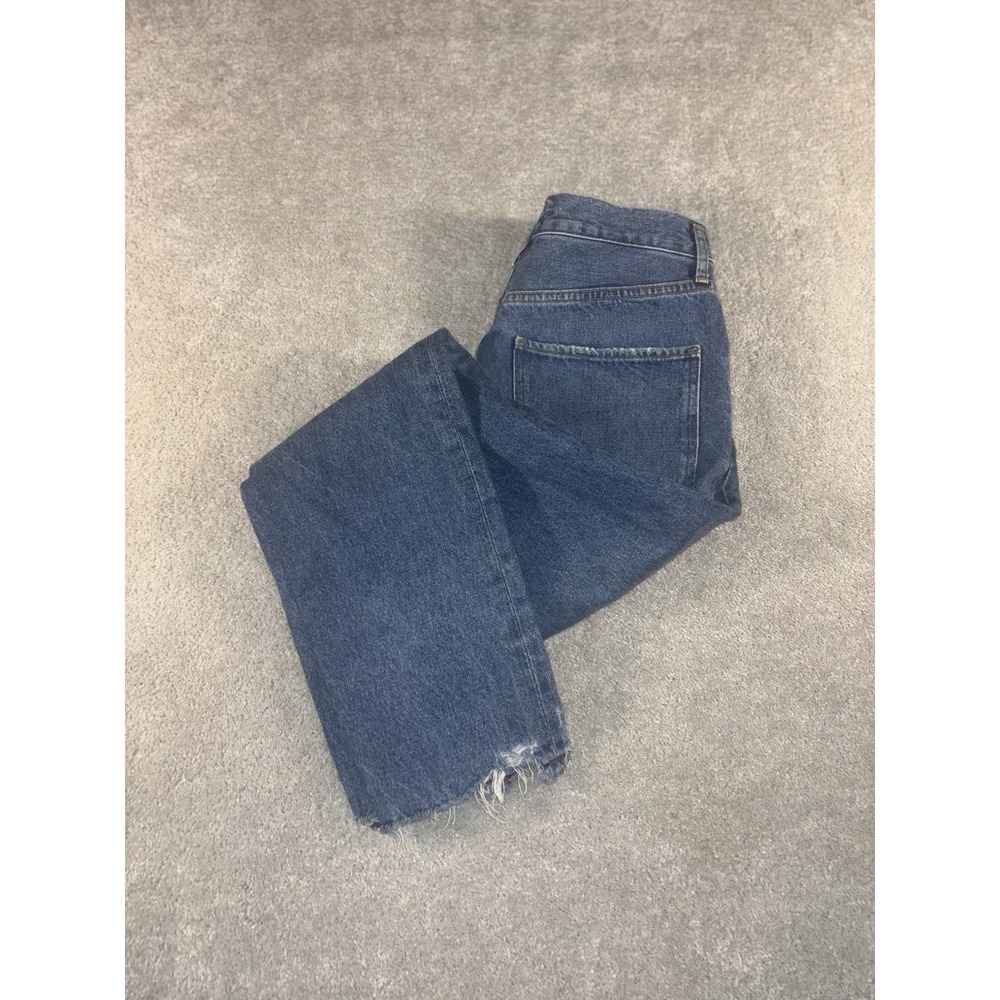 agolde feel good jamie jeans button raw hem‎ distressed 26